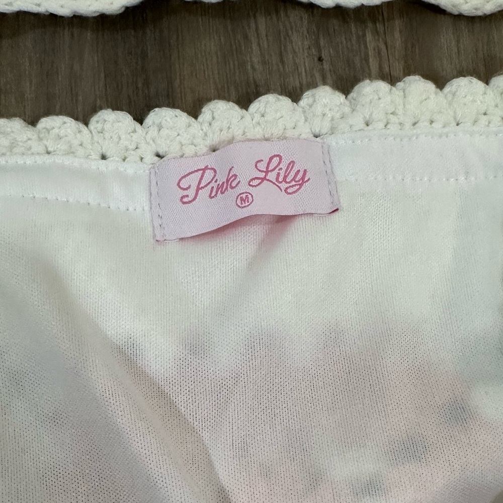 Pink Lily| size medium| pink & orange squared away crochet tank and skirt set - Picture 8 of 11